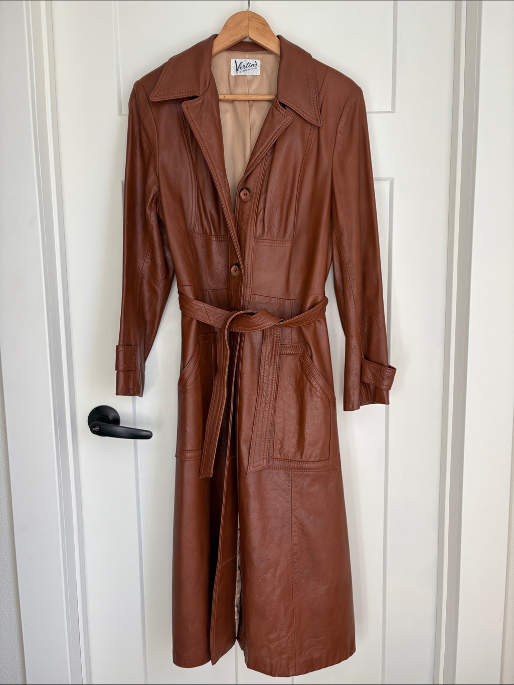 Vintage Women's Brown Leather Trench Coat